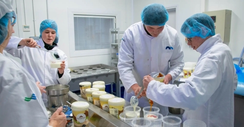 Students making ice cream